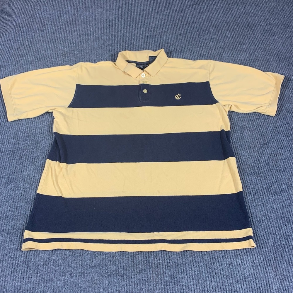 VTG Rocawear Shirt Mens Extra Large Yellow Blue Striped Polo Hip Hop Y2k Street‎